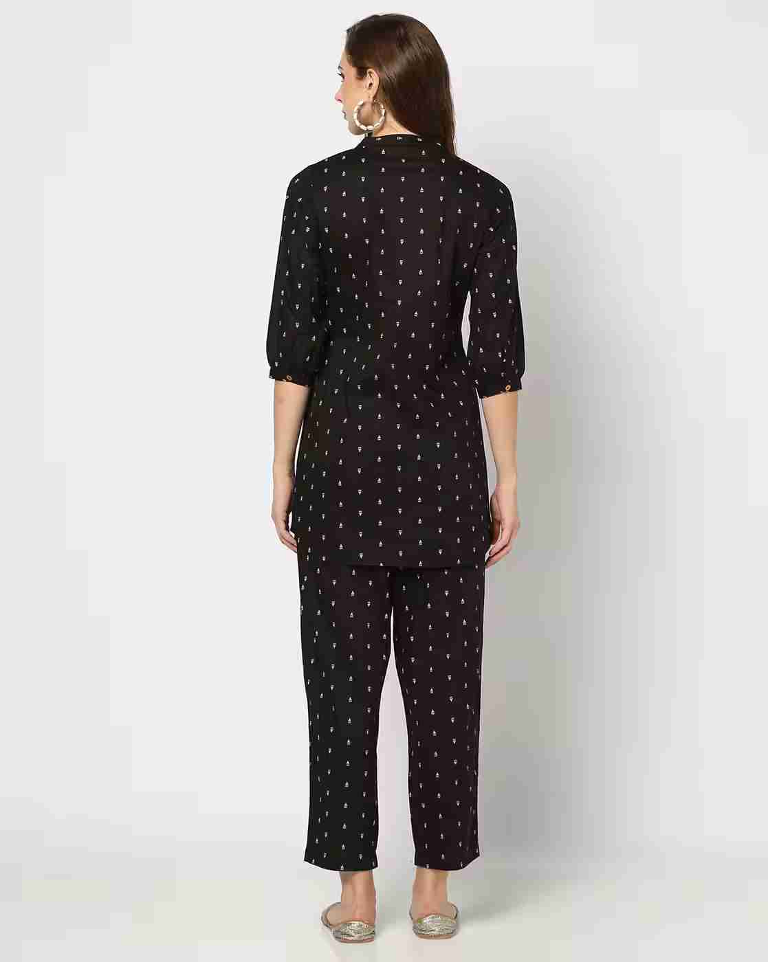 FUSION | Women Printed A-Line Kurta with Pants|2