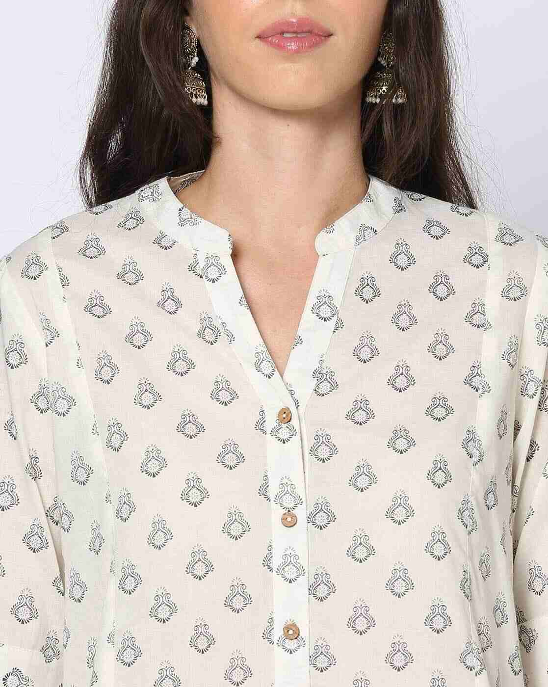 FUSION | Women Printed A-Line Kurta with Pants|3