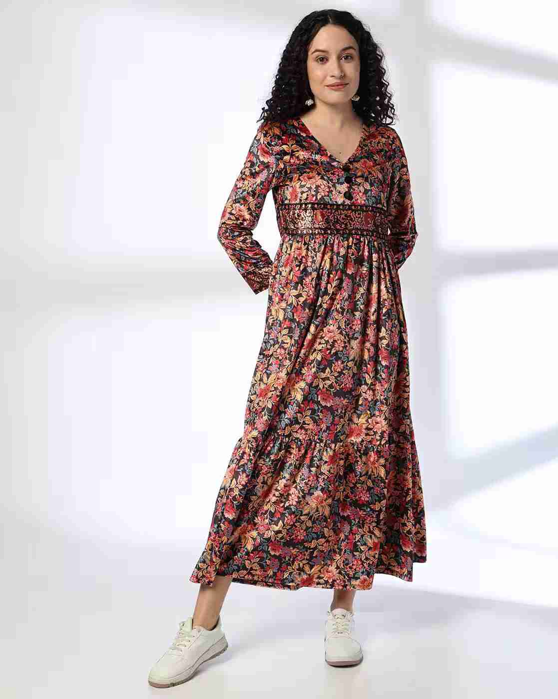 FUSION | Women Floral Print Tiered Dress|0