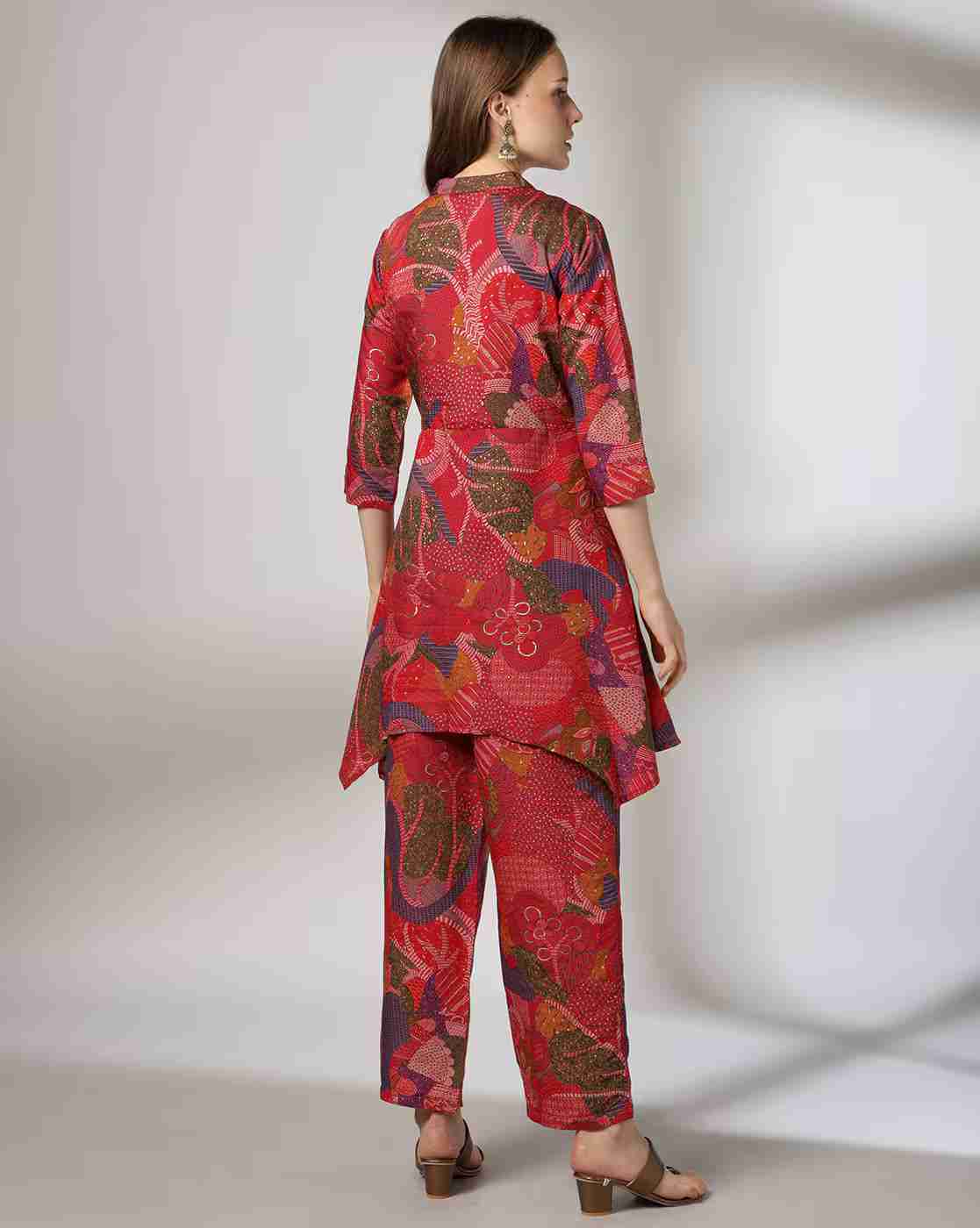 FUSION | Women Printed A-Line Kurta with Palazzos|2