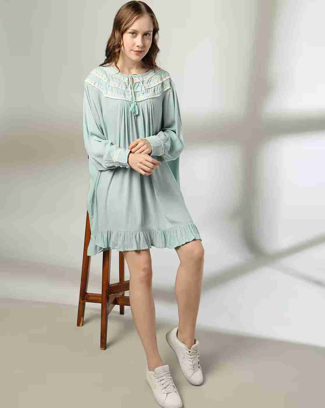 FUSION | Women Embroidered Mini Tent Dress|0