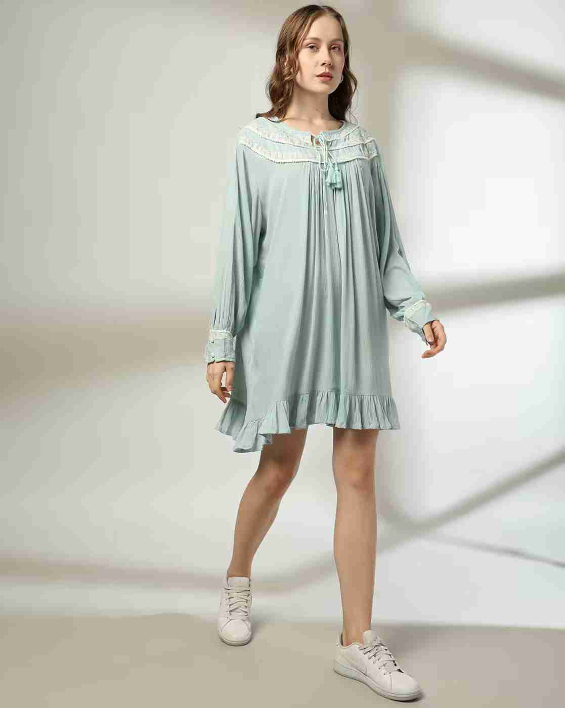 FUSION | Women Embroidered Mini Tent Dress|1