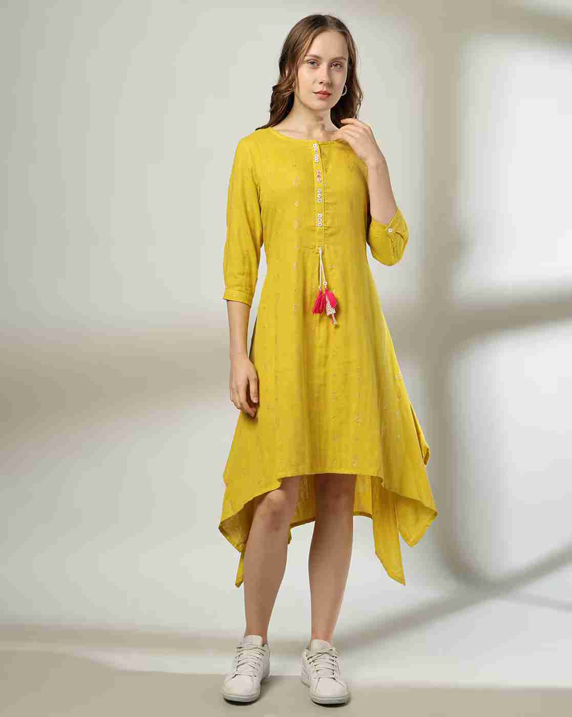 FUSION | Women Foil Print Handkerchief Dress|0