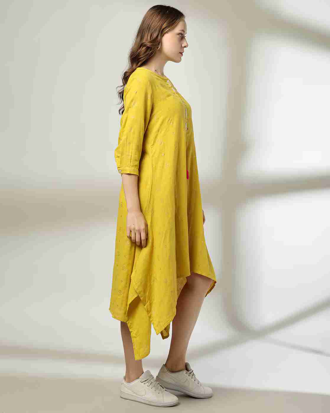 FUSION | Women Foil Print Handkerchief Dress|1