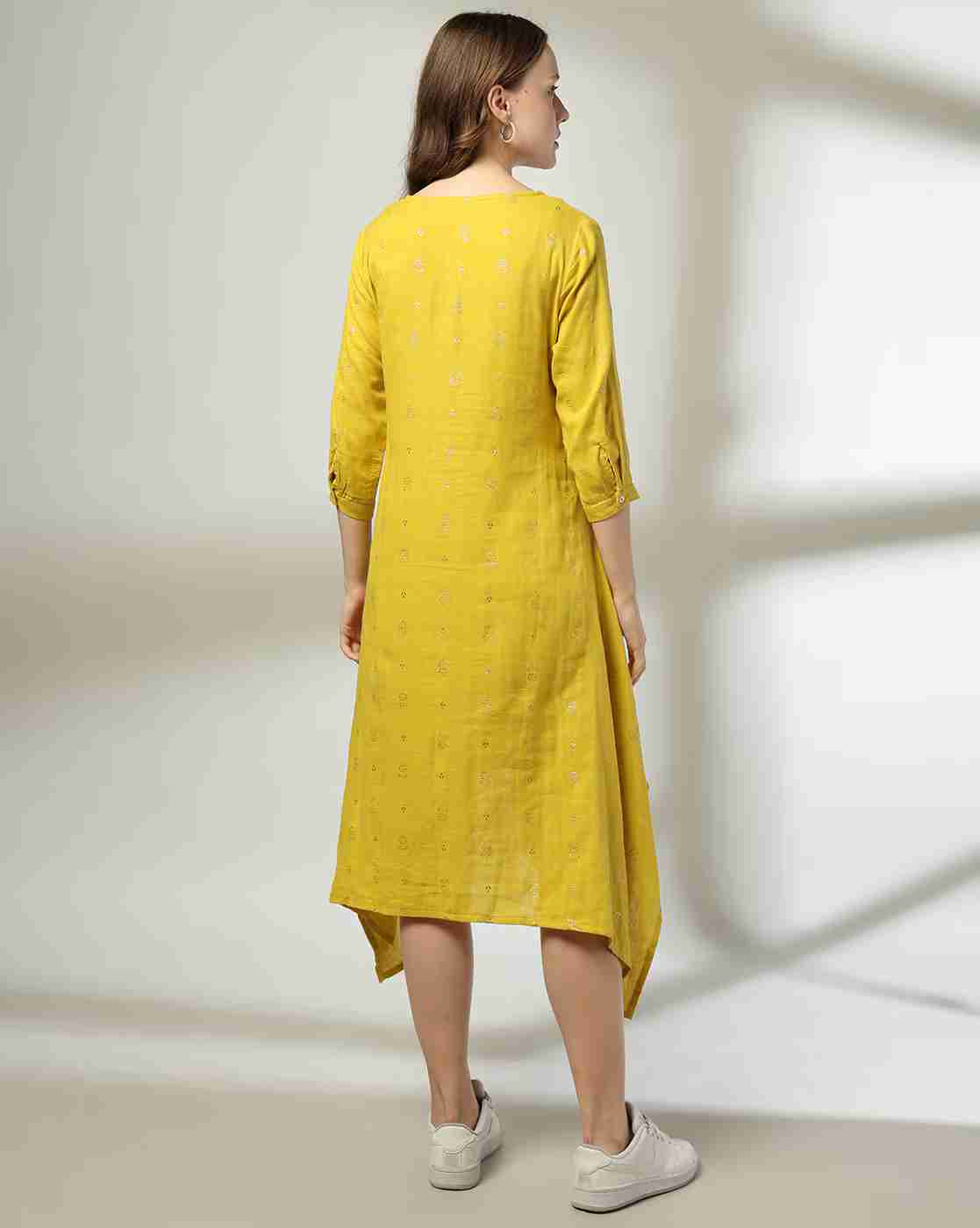 FUSION | Women Foil Print Handkerchief Dress|2