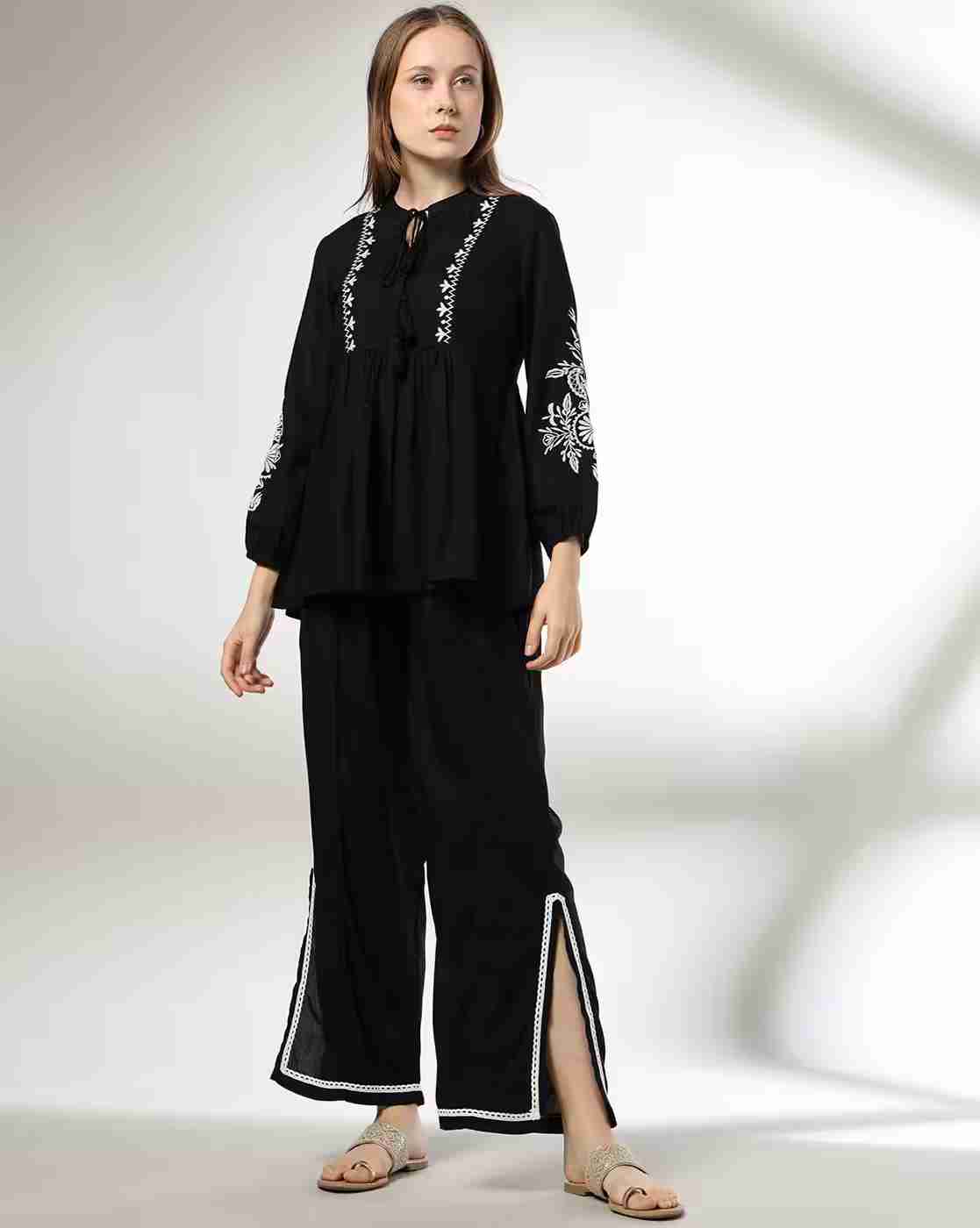 FUSION | Women Embroidered Top & Pants Set|0