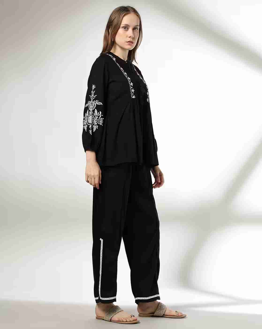 FUSION | Women Embroidered Top & Pants Set|1