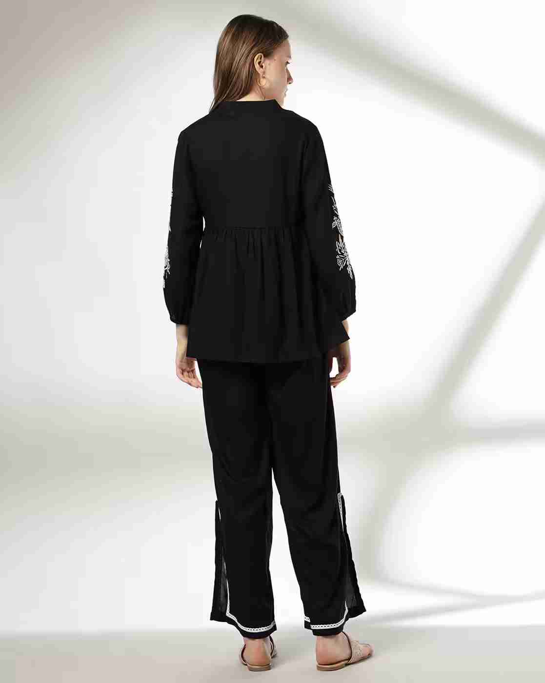 FUSION | Women Embroidered Top & Pants Set|2