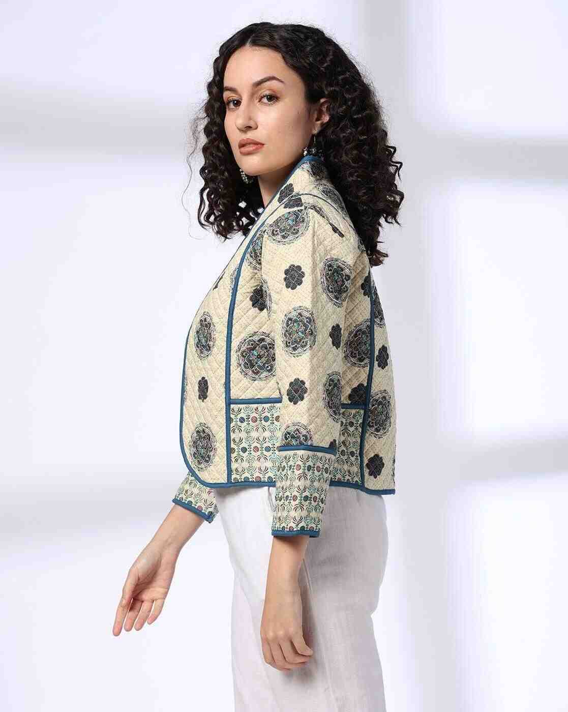 FUSION | Women Floral Print Relaxed Fit Jacket|1