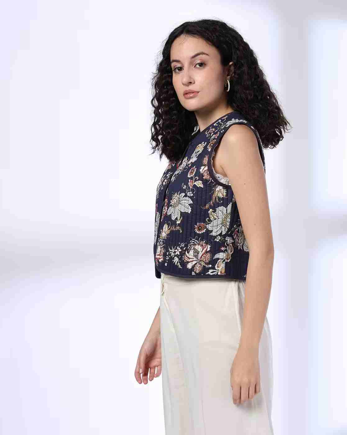 FUSION | Women Floral Print Relaxed Fit Jacket|1