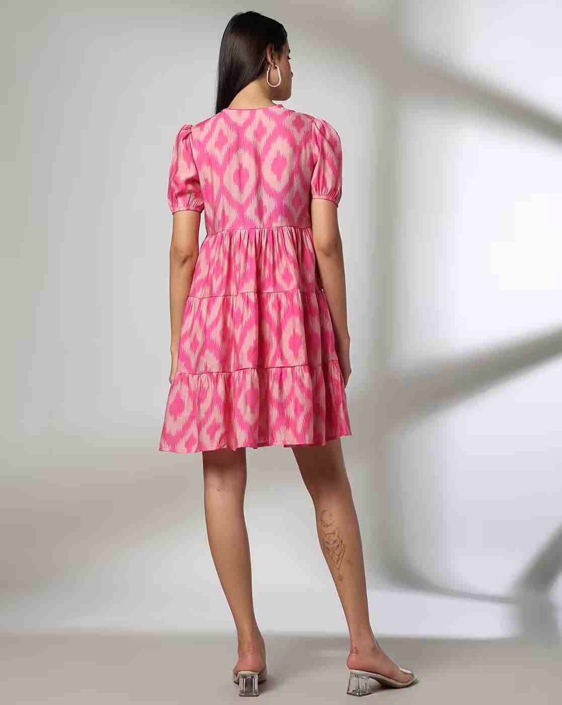 FUSION | Women Ikat Print Tiered Dress|2