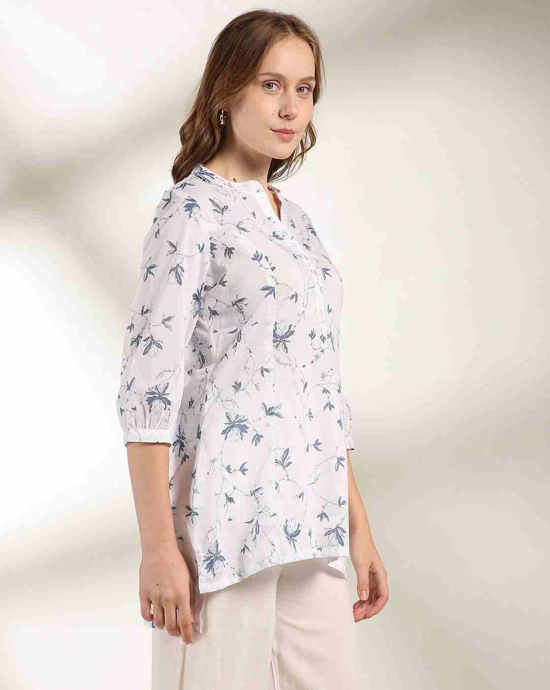 FUSION | Women Leaf Print High-Low Kurti|1