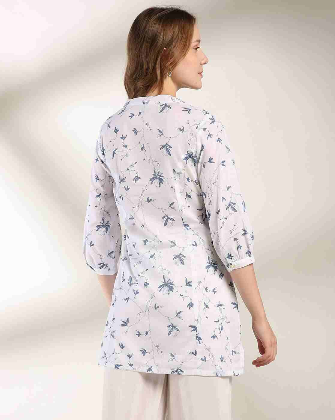 FUSION | Women Leaf Print High-Low Kurti|2