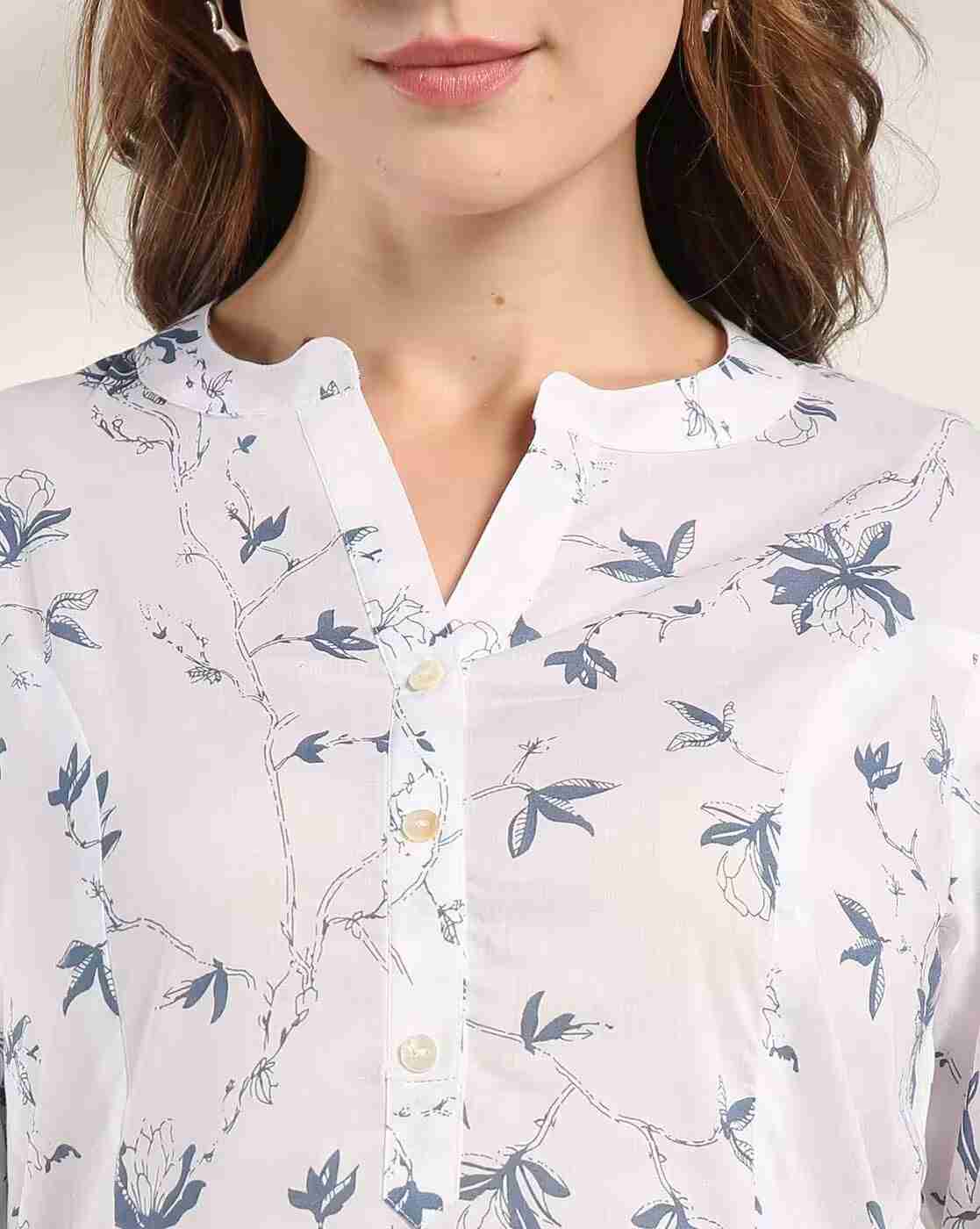 FUSION | Women Leaf Print High-Low Kurti|3