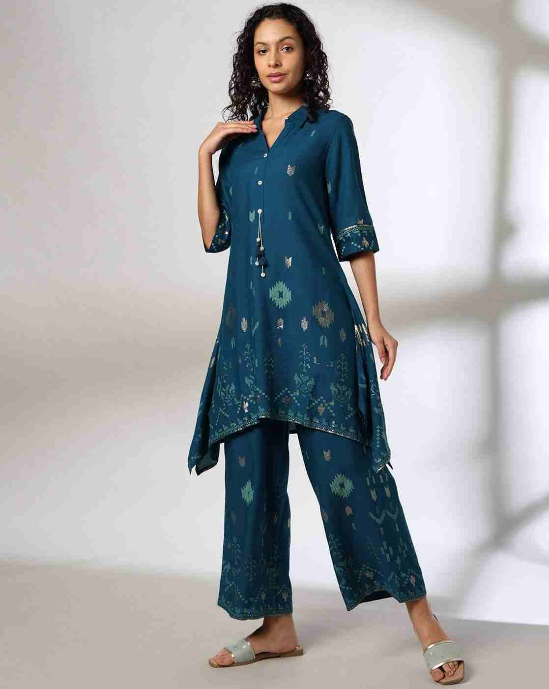 FUSION | Women Printed A-Line Kurta & Pants Set|0