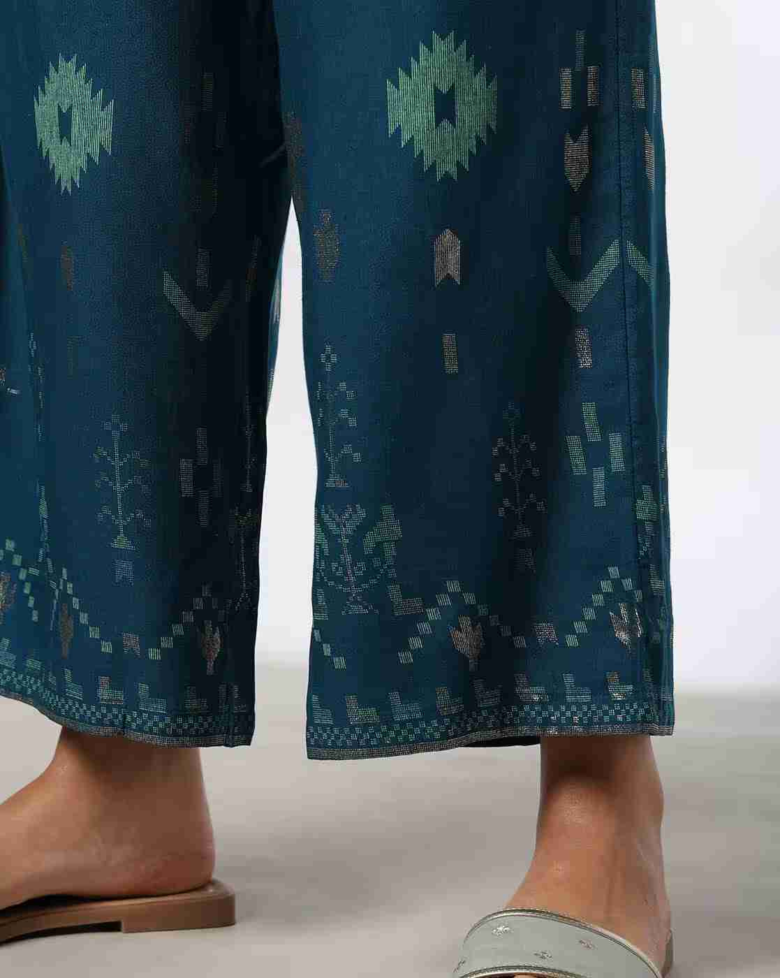 FUSION | Women Printed A-Line Kurta & Pants Set|5