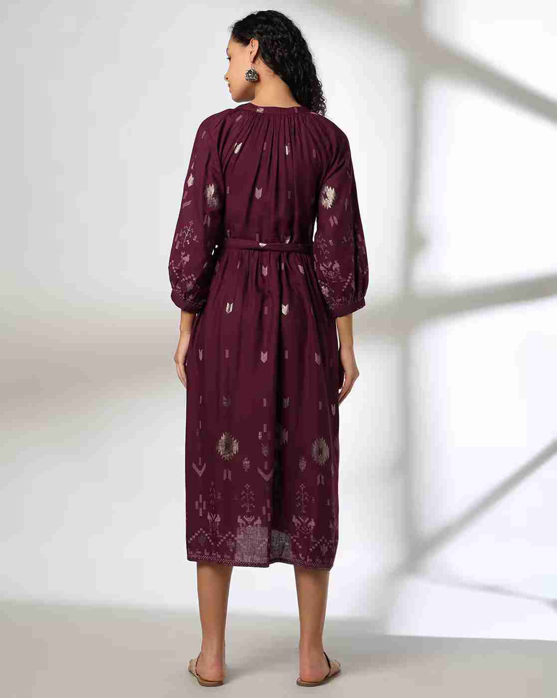 FUSION | Women Printed Fit & Flare Dress with Tie-Up Waist|2