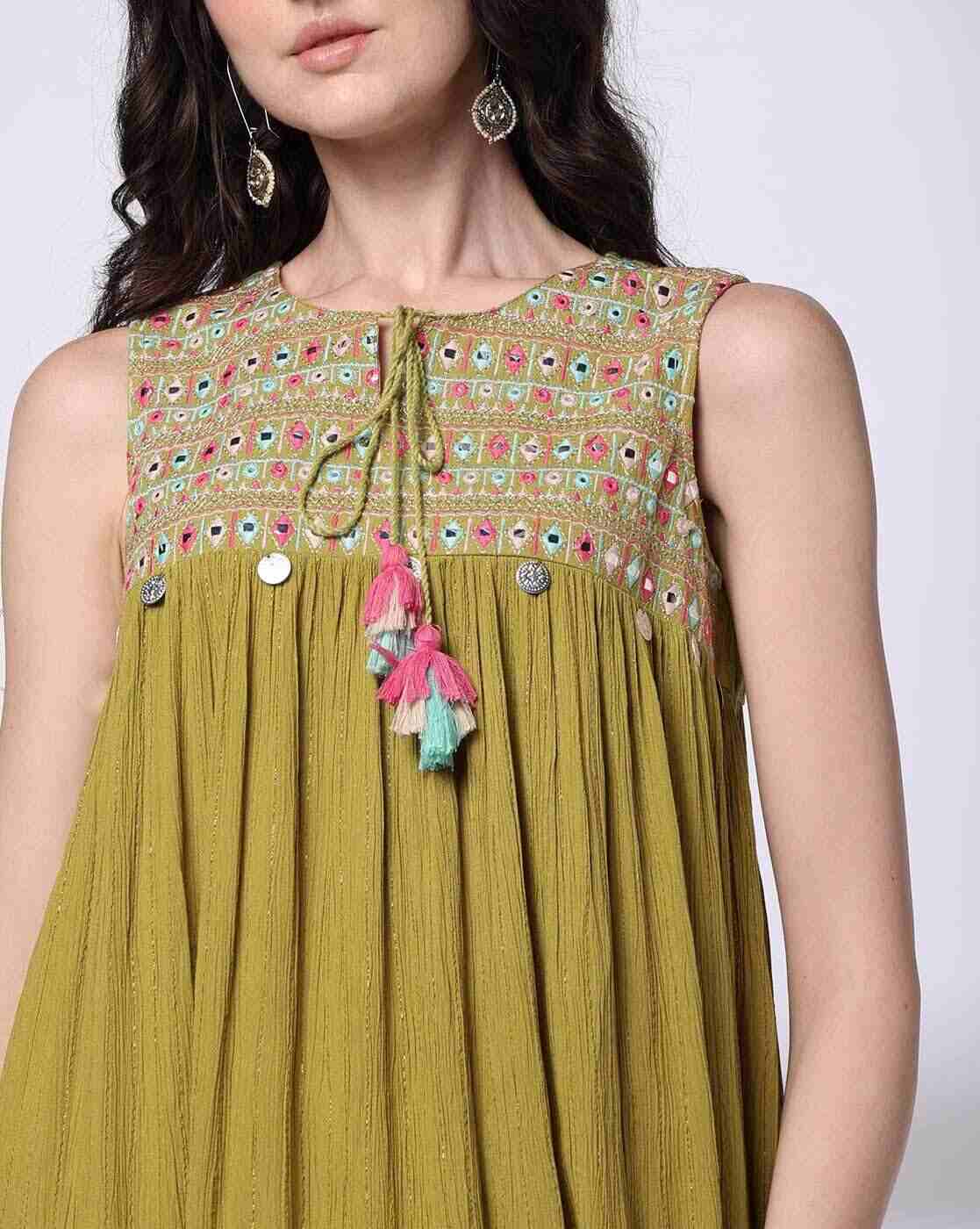 FUSION | Women Relaxed Fit Tunic with Embroidered Yoke|3