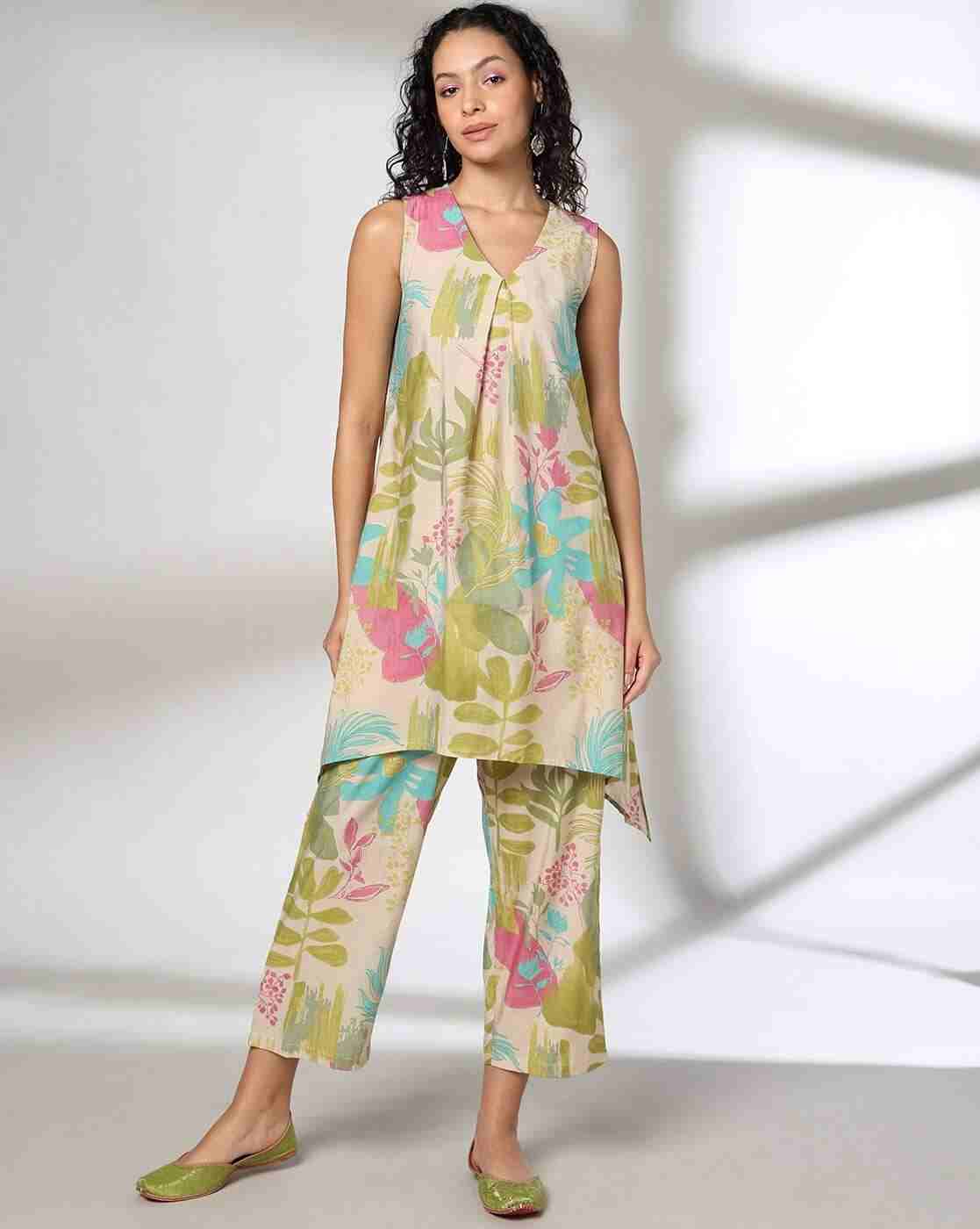 FUSION | Women Floral Print A-Line Kurta & Palazzos Set|0