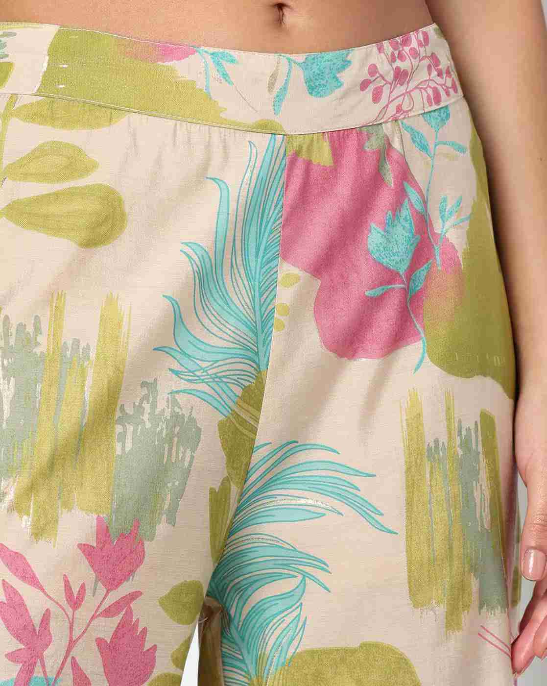 FUSION | Women Floral Print A-Line Kurta & Palazzos Set|4