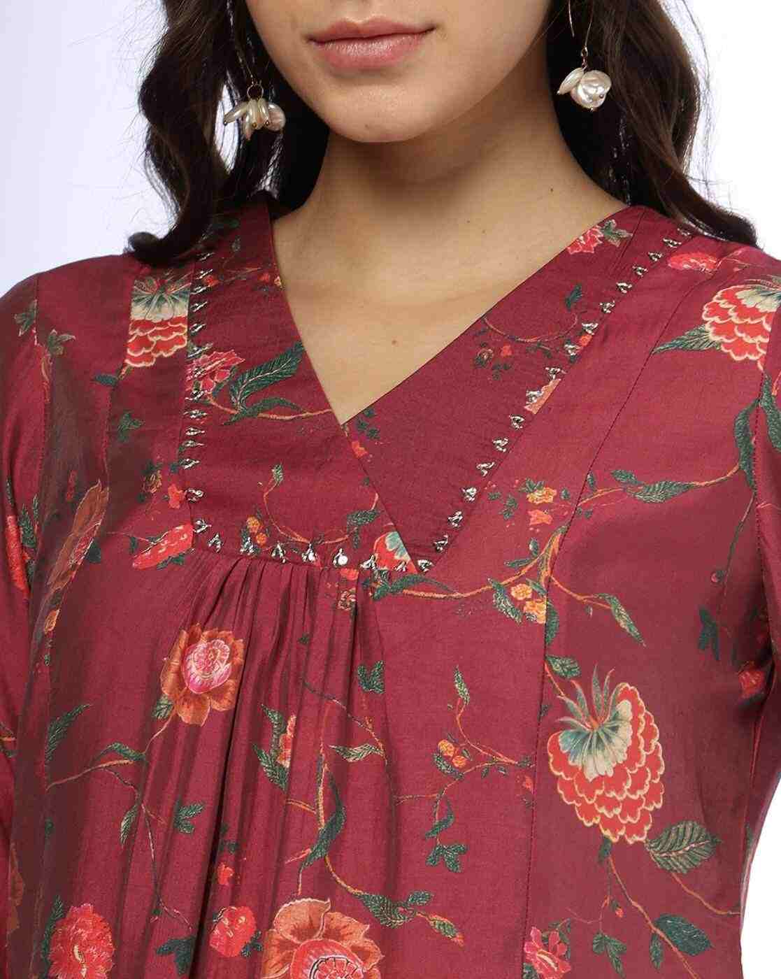 FUSION | Women Printed Relaxed Fit Kurta & Pants Set|3