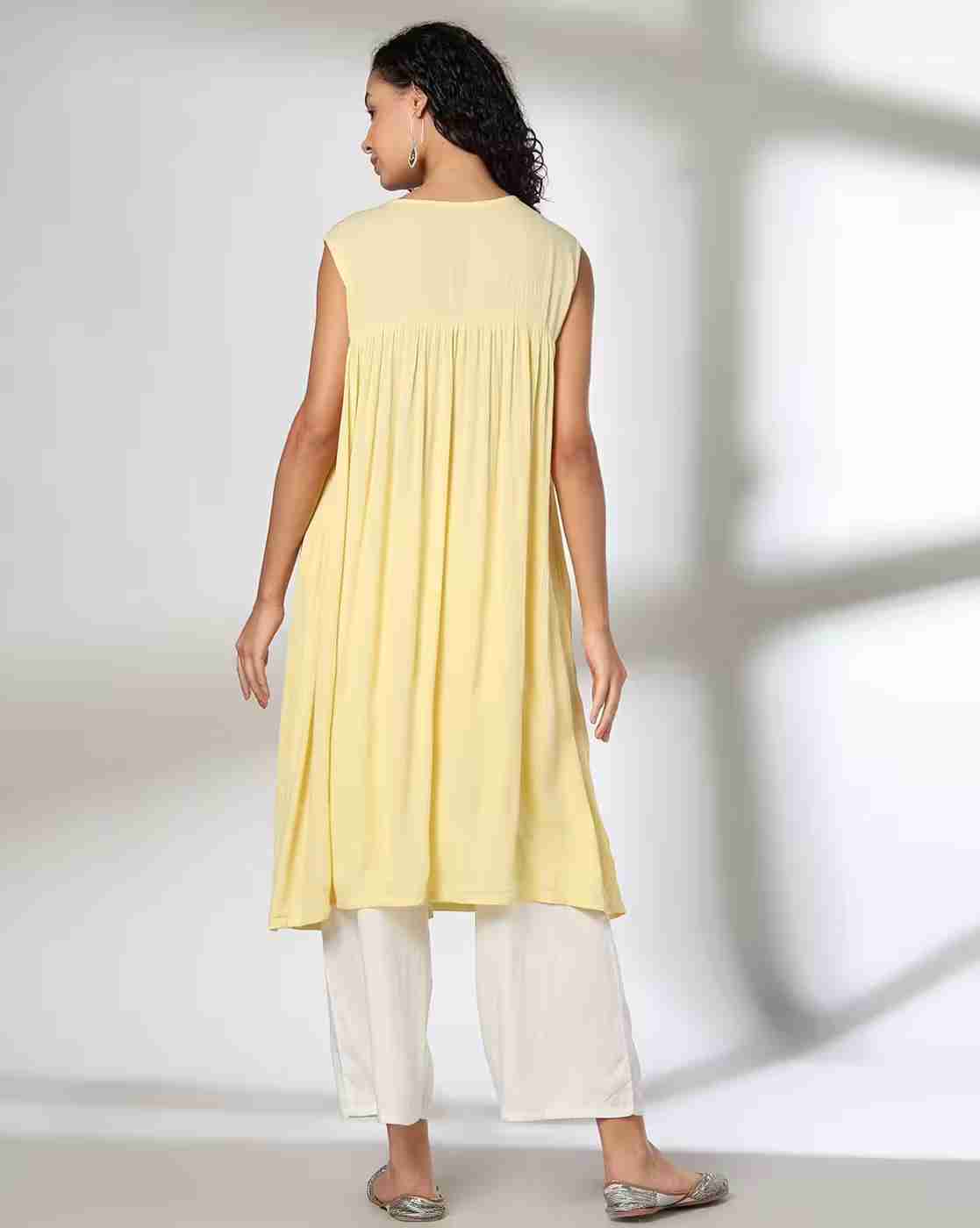 FUSION | Women Relaxed Fit Tunic with Embroidered Yoke|2