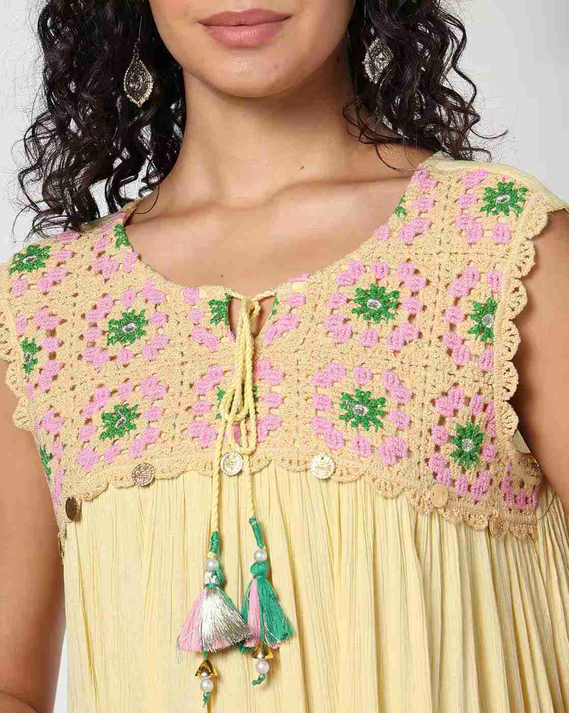 FUSION | Women Relaxed Fit Tunic with Embroidered Yoke|3