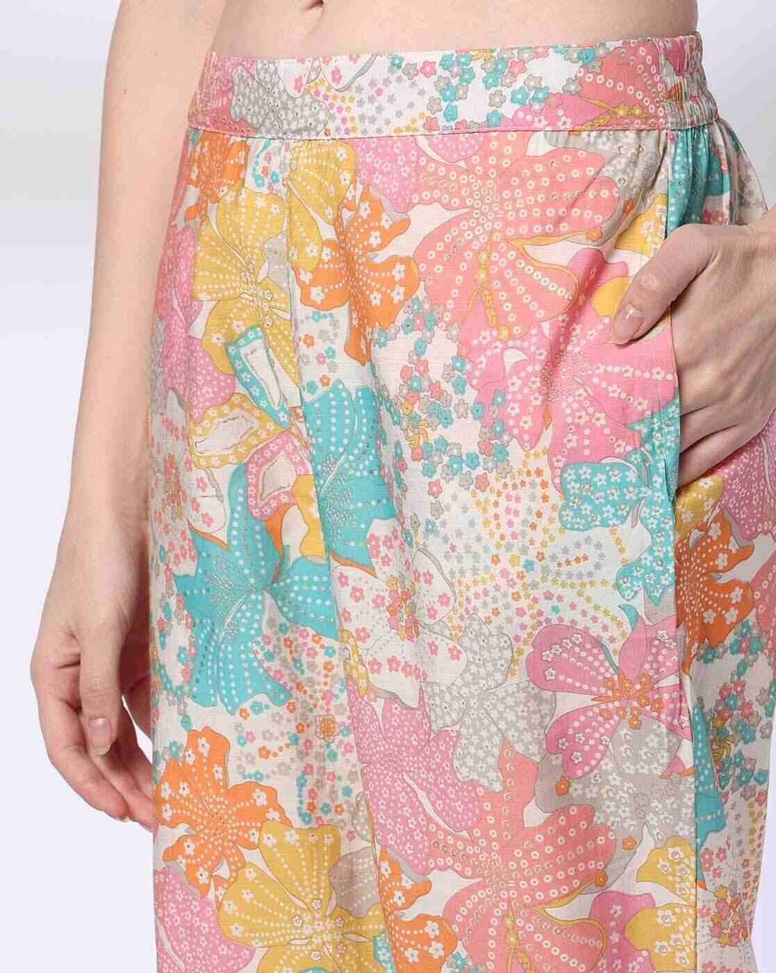 FUSION | Women Floral Print Flared Kurta & Pants Set|4