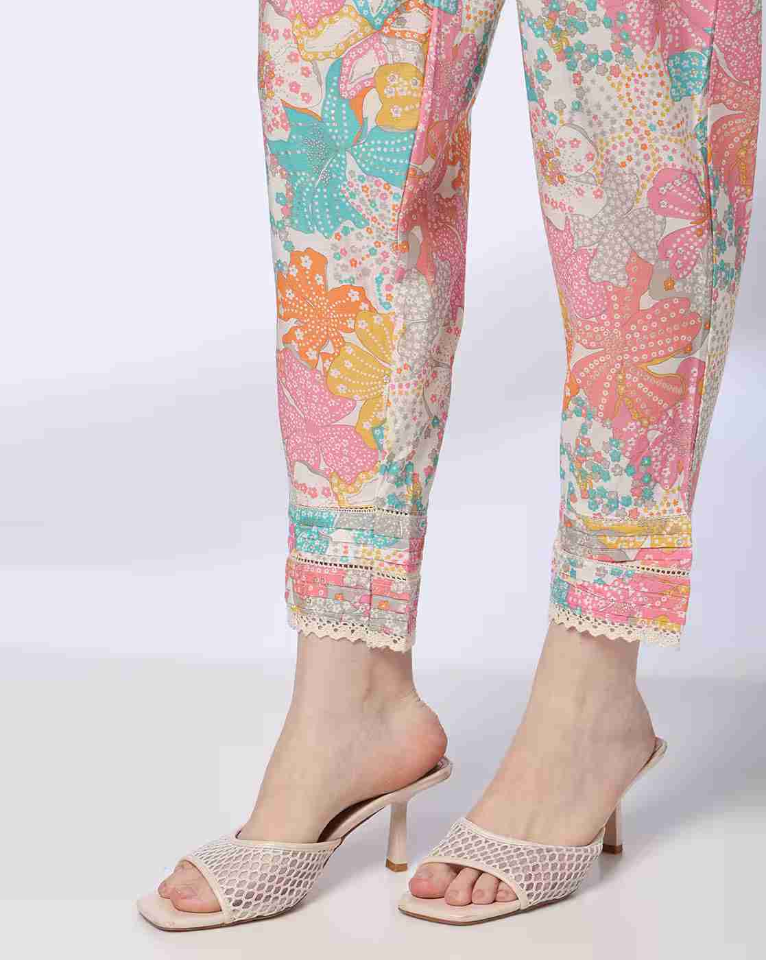 FUSION | Women Floral Print Flared Kurta & Pants Set|5