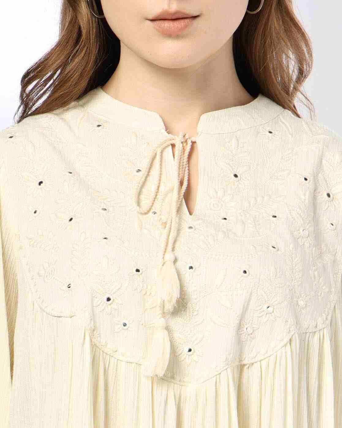 FUSION | Women Tiered Dress with Embroidered Yoke|3