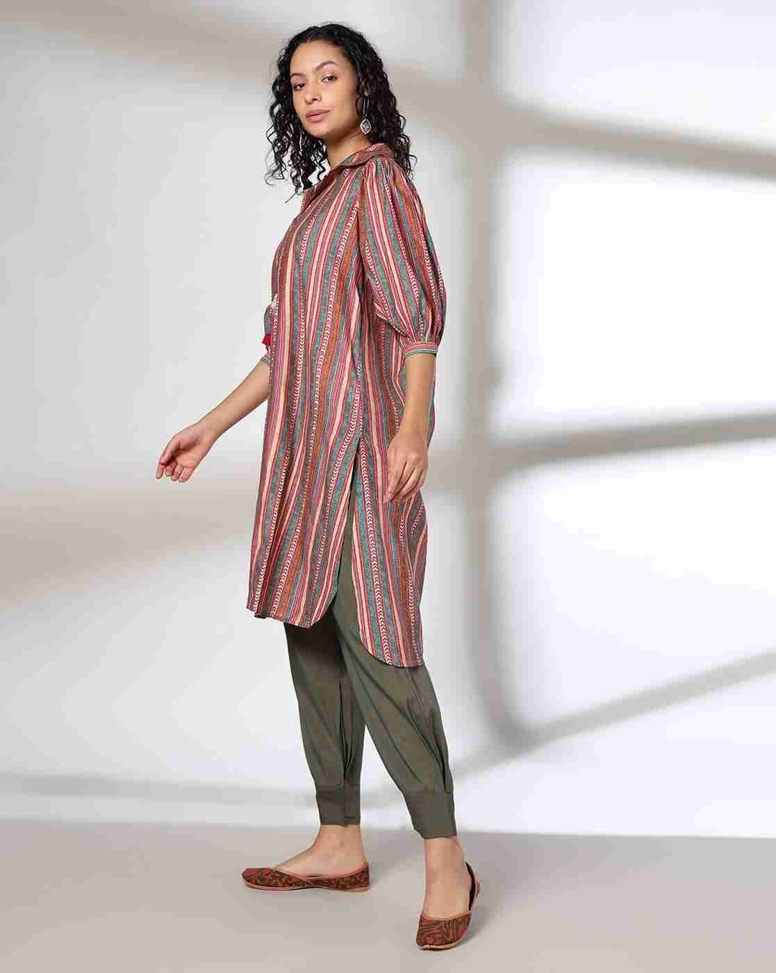 FUSION | Women Striped Straight Kurta & Salwar Set|1
