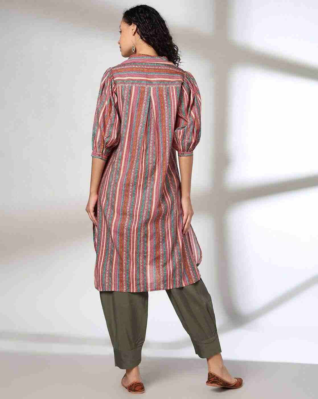 FUSION | Women Striped Straight Kurta & Salwar Set|2
