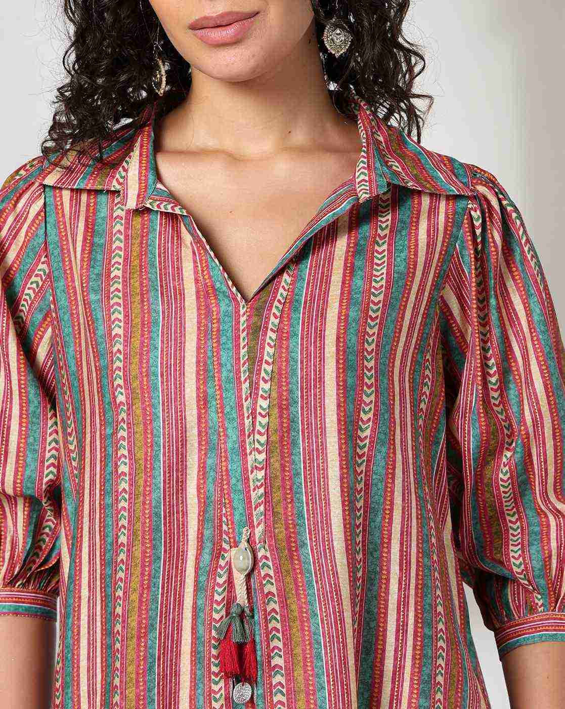 FUSION | Women Striped Straight Kurta & Salwar Set|3