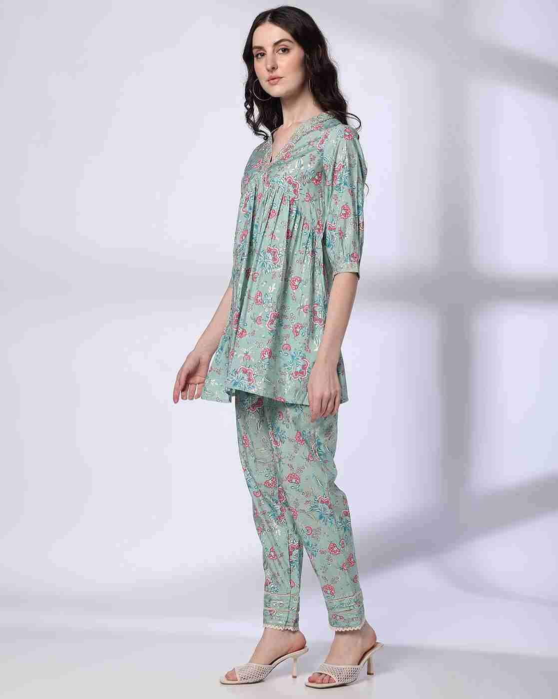 FUSION | Women Floral Print Flared Kurta & Pants Set|1