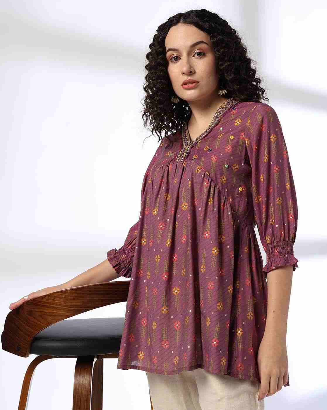 FUSION | Women Printed A-Line Kurta|0