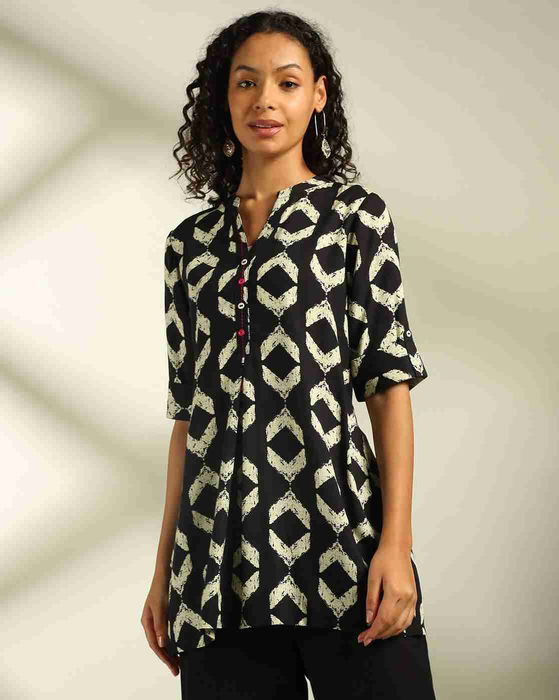 FUSION | Women Geometric Print Straight Kurti|0