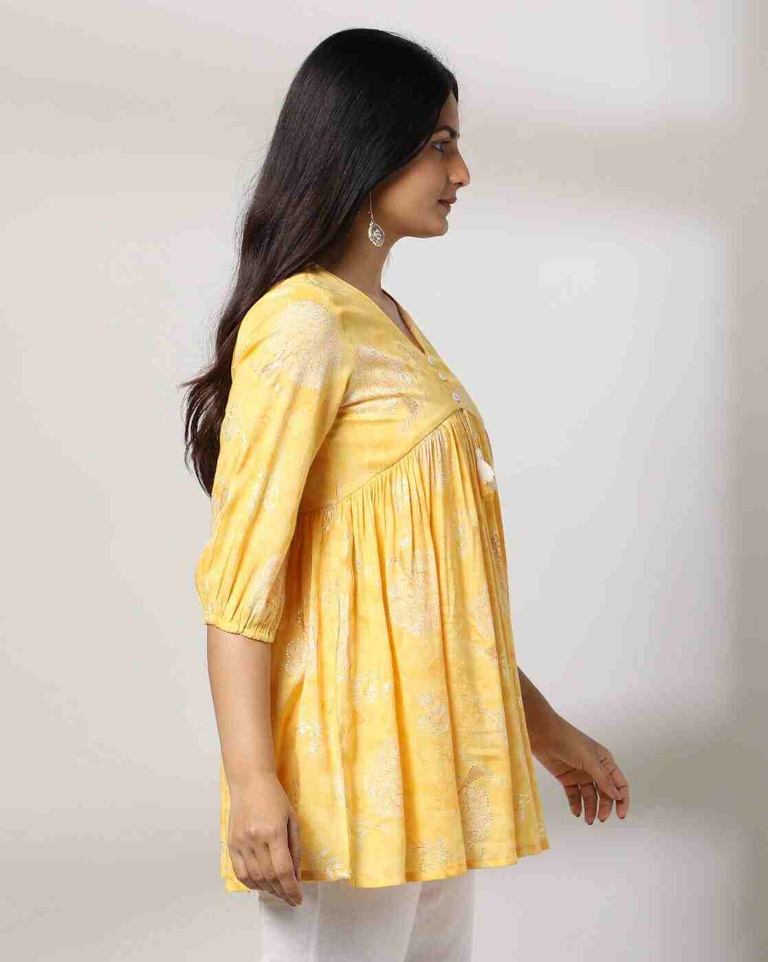 FUSION | Women Foil Print Alia Cut Tunic|1