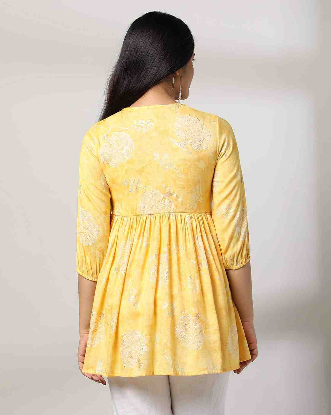 FUSION | Women Foil Print Alia Cut Tunic|2