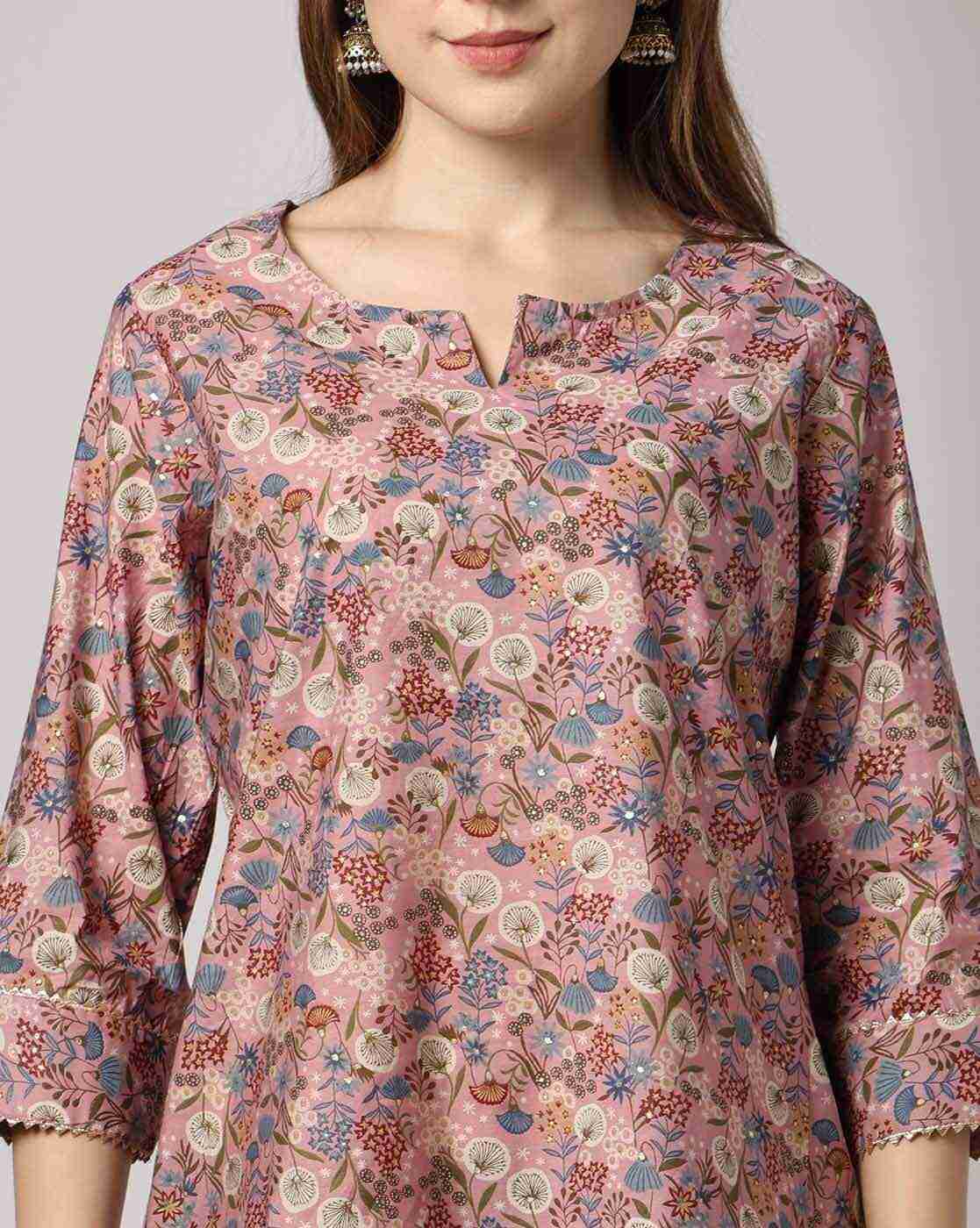 FUSION | Women Floral Print Kurta & Pants Set|3