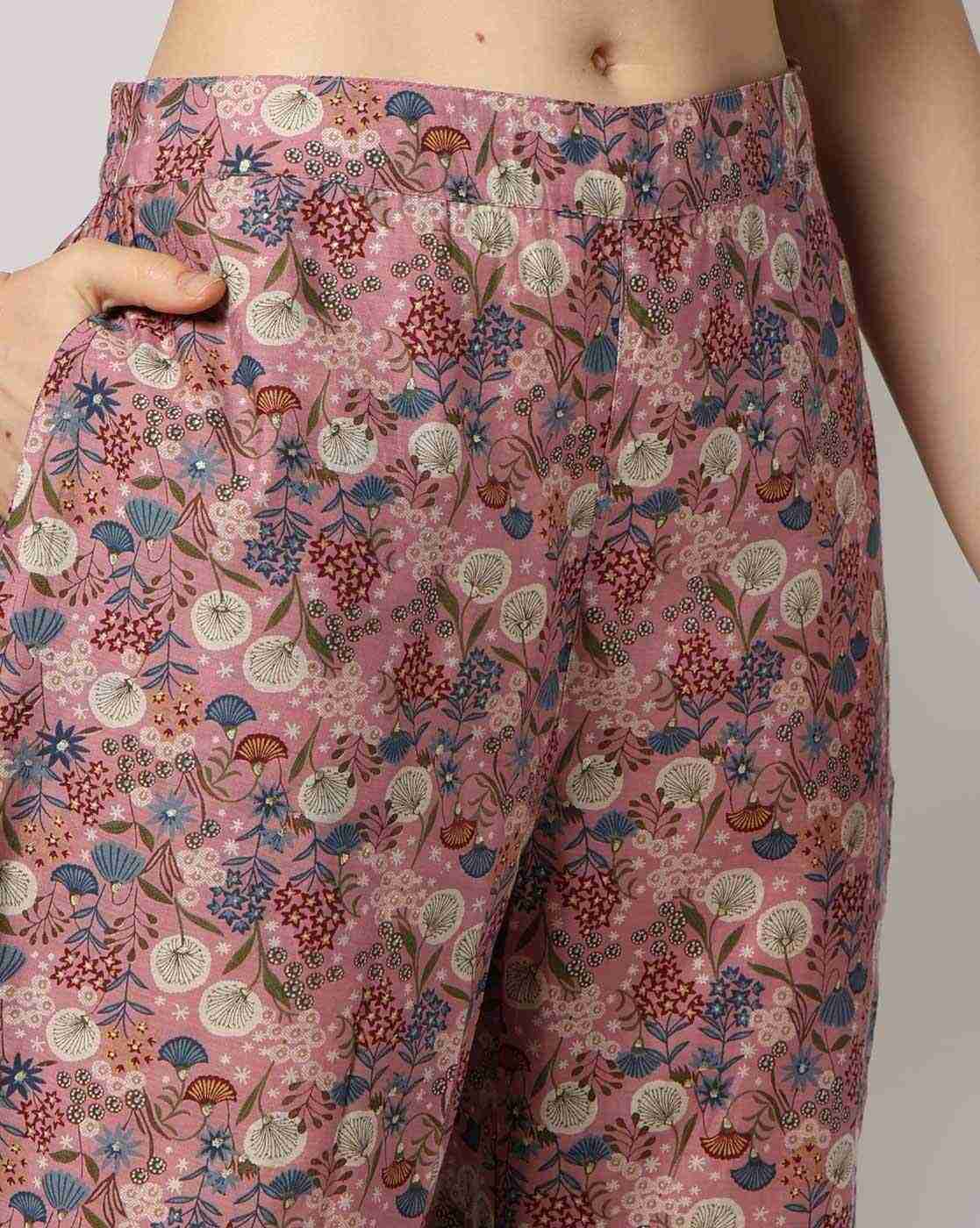 FUSION | Women Floral Print Kurta & Pants Set|4