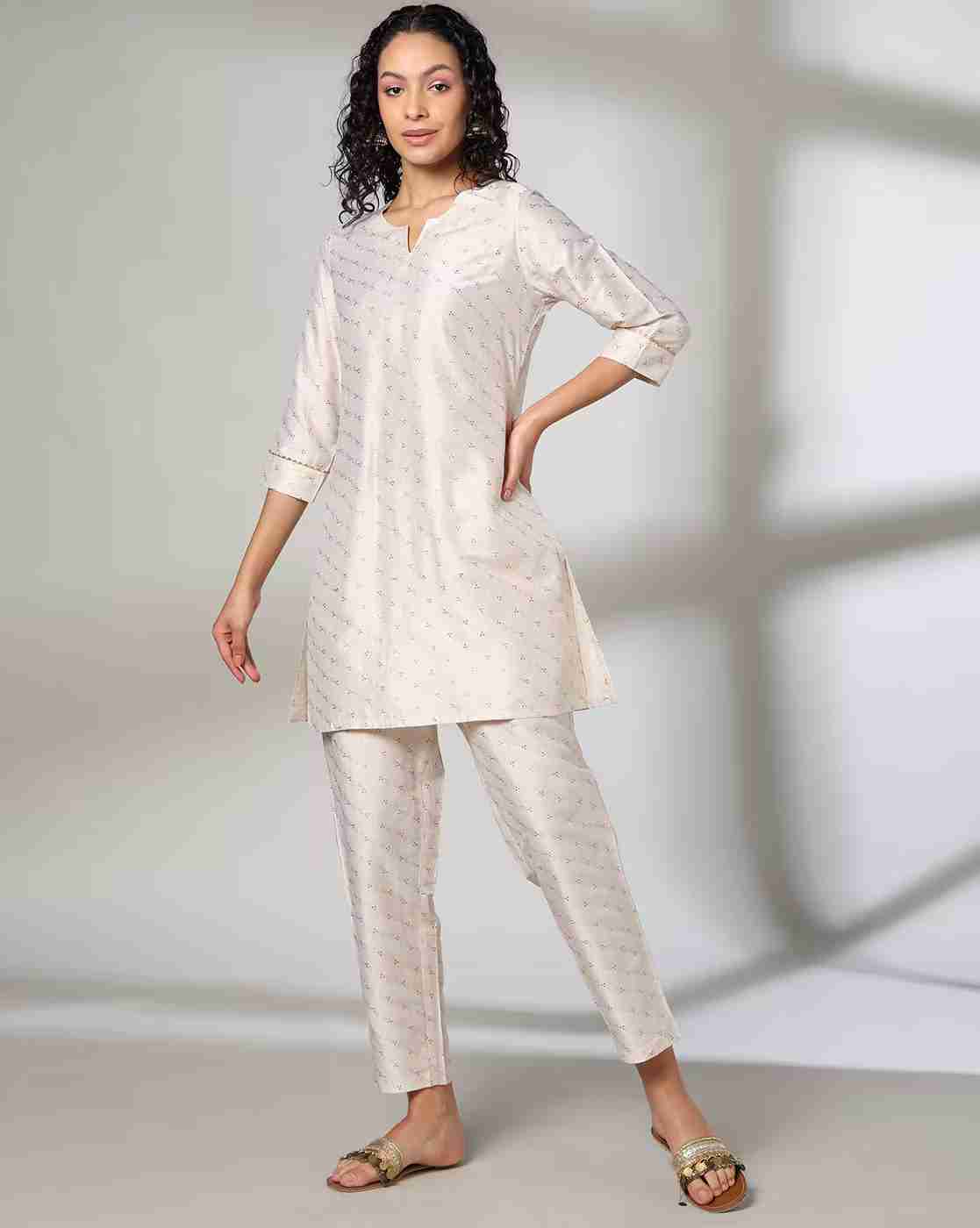 FUSION | Women Floral Print Straight Kurta & Pants Set|0