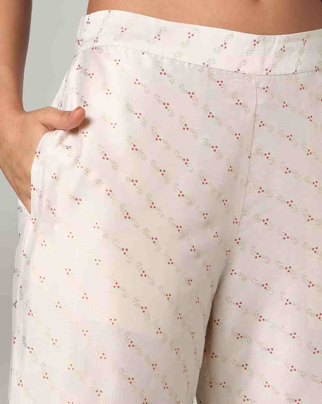 FUSION | Women Floral Print Straight Kurta & Pants Set|4