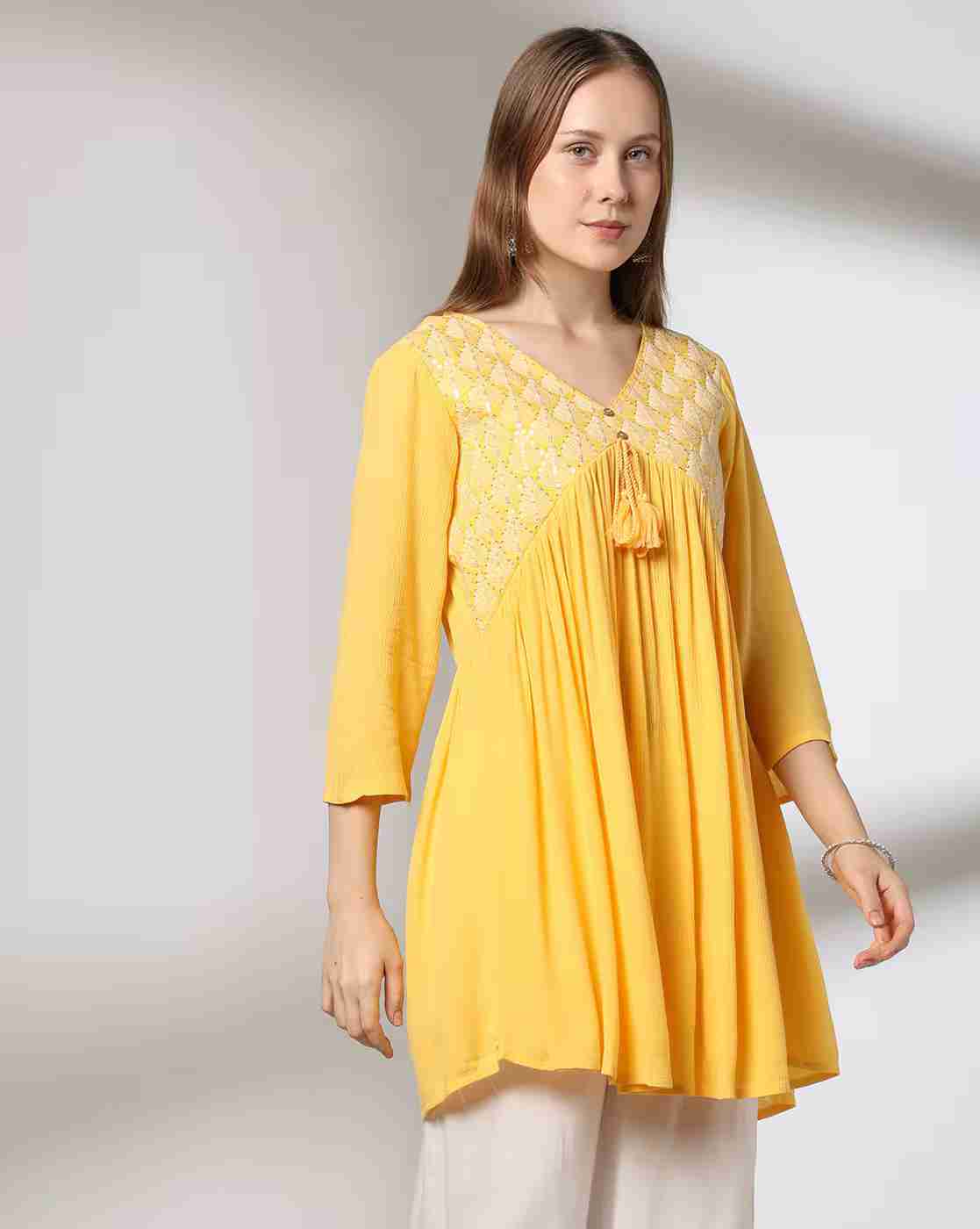 FUSION | Women Embroidered A-Line Kurta|0