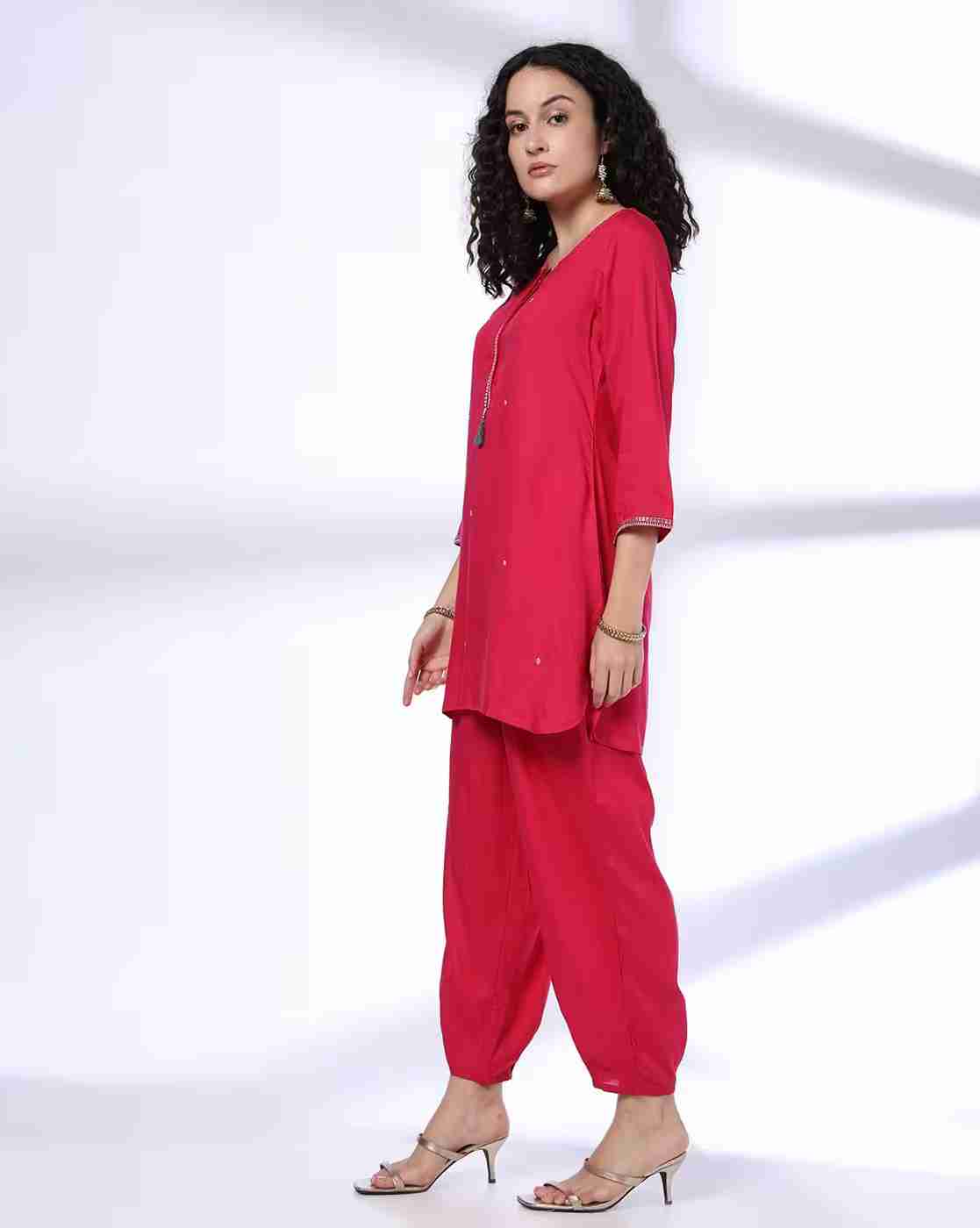 FUSION | Women Embroidered Straight Kurta & Pants Set|1