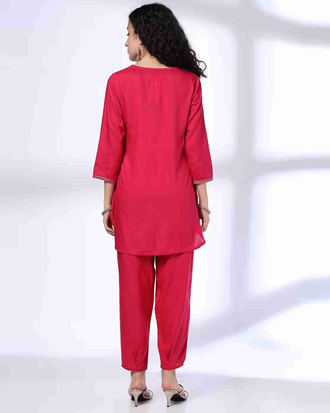 FUSION | Women Embroidered Straight Kurta & Pants Set|2