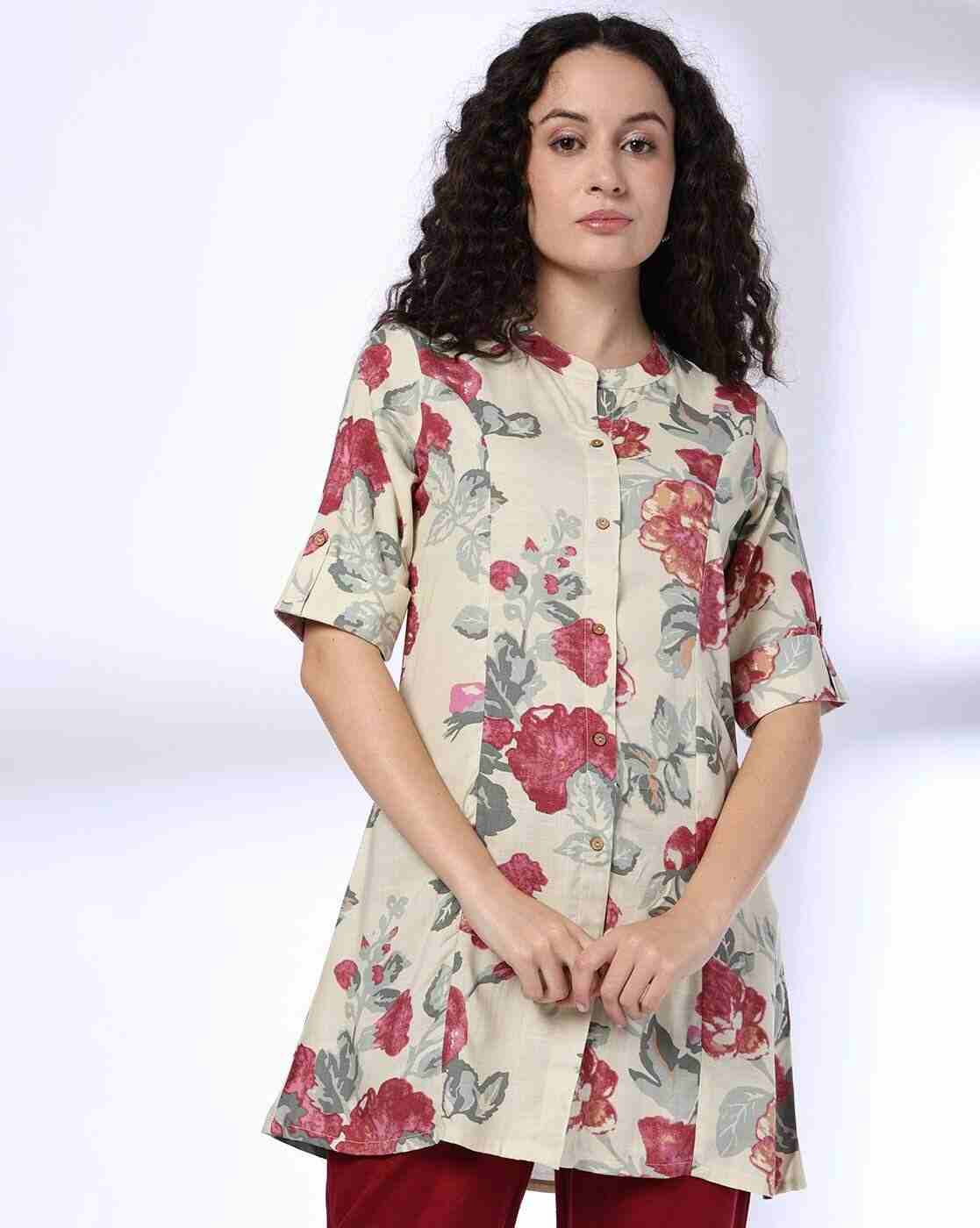 FUSION | Women Floral Print A-Line Kurta|0