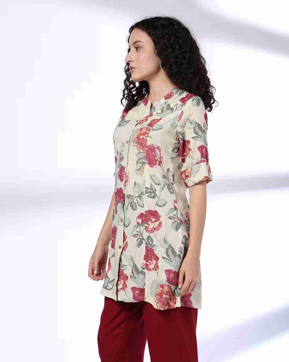 FUSION | Women Floral Print A-Line Kurta|1