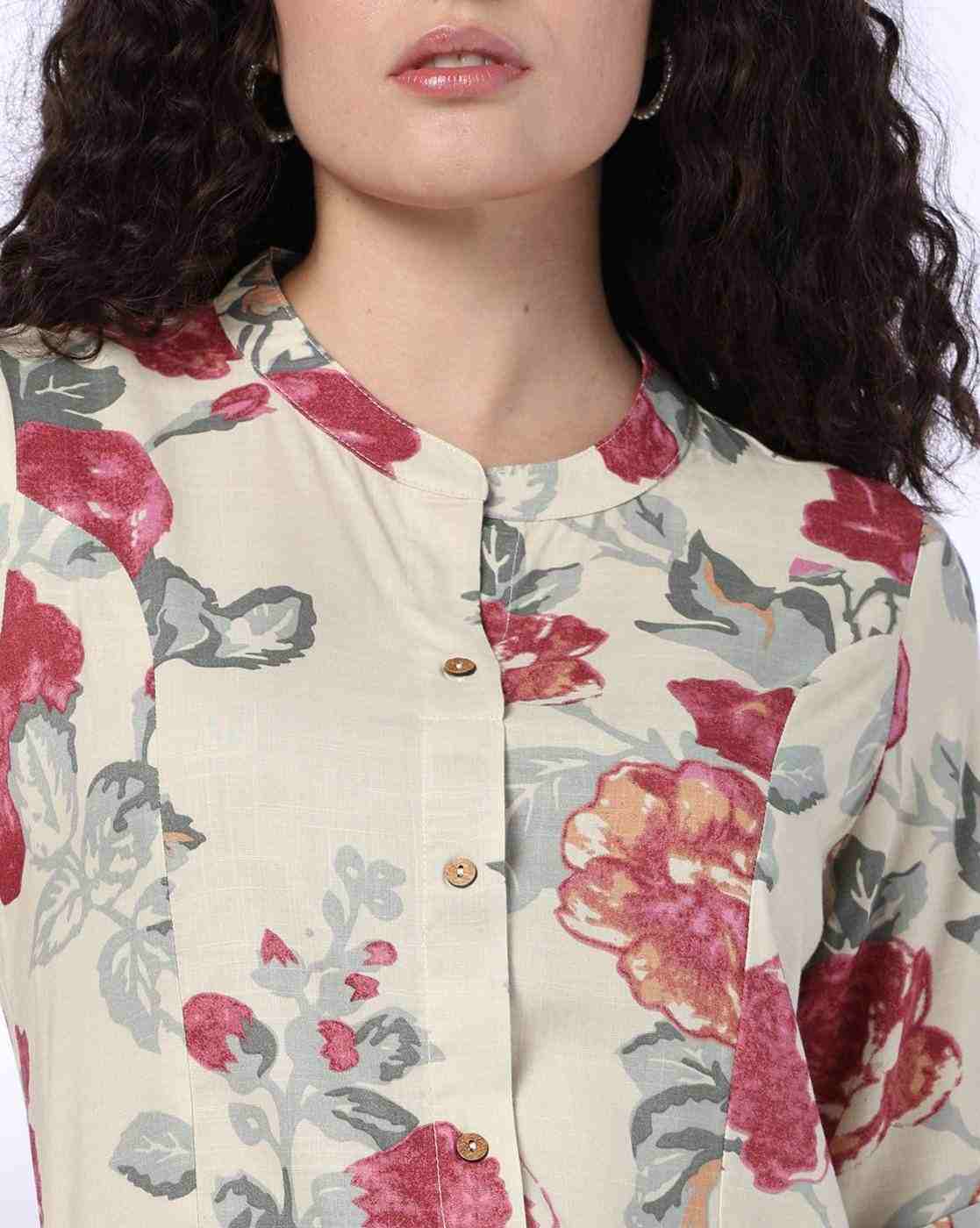 FUSION | Women Floral Print A-Line Kurta|3