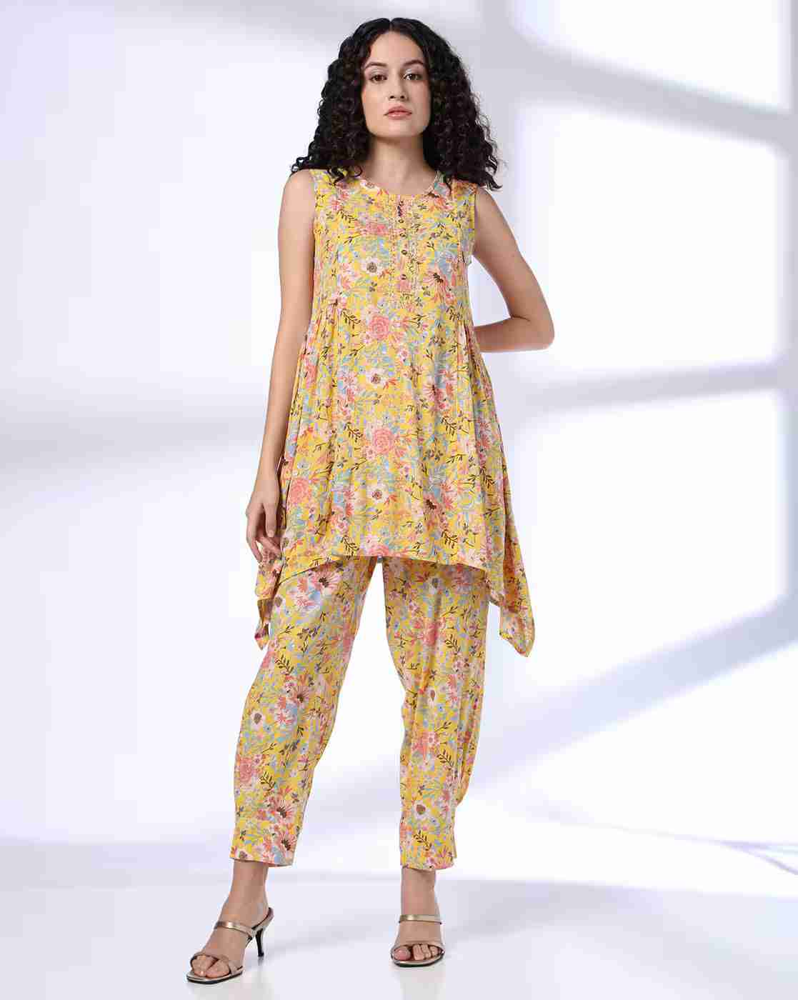 FUSION | Women Floral Print A-Line Kurta & Salwar Set|0