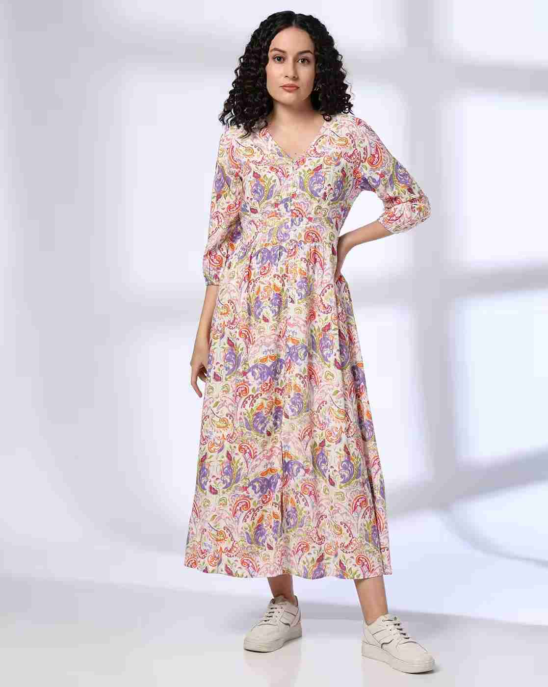 FUSION | Women Printed Fit & Flare Dress|0